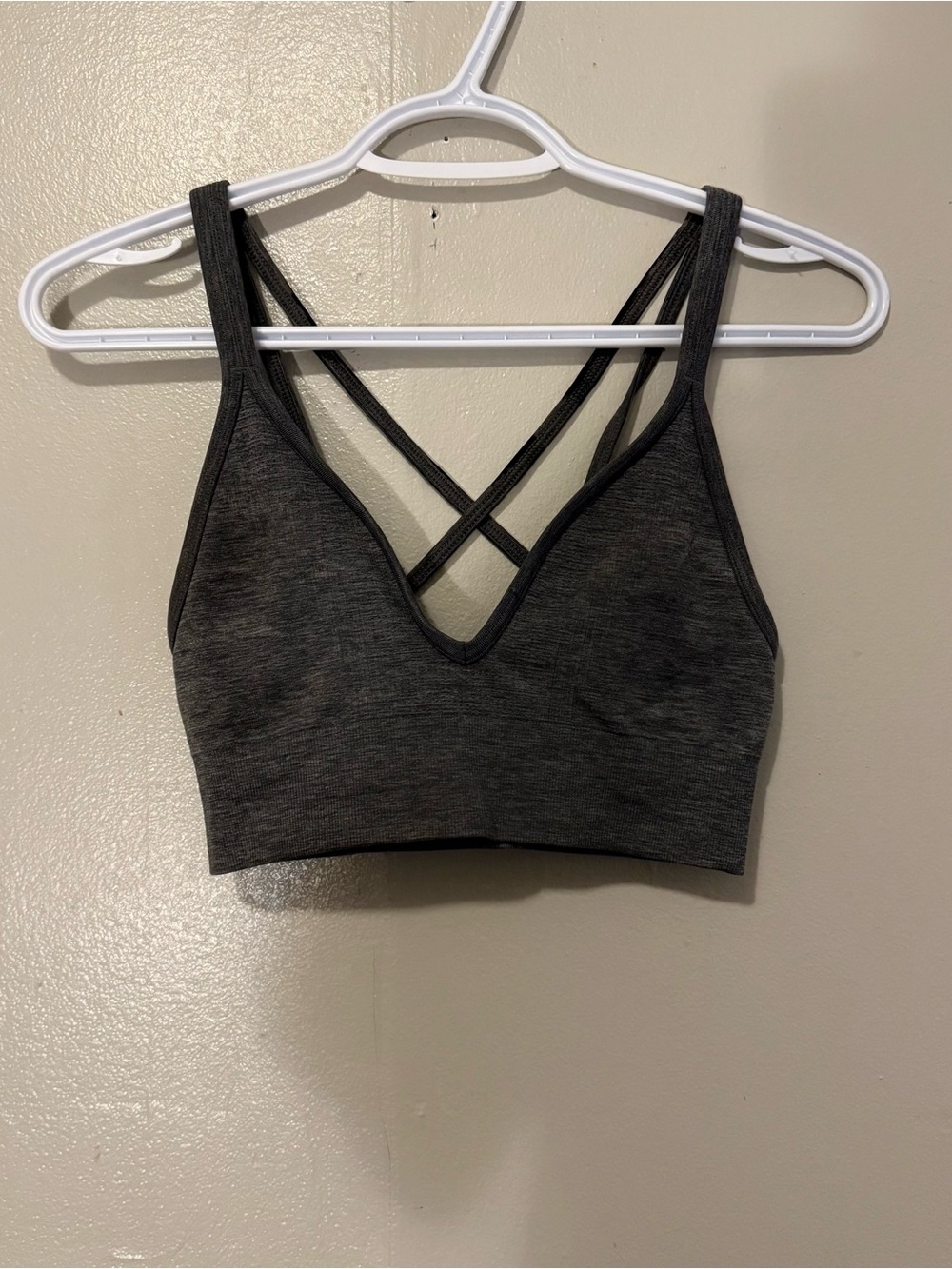 lululemon athletica Charcoal Gray Strappy V-Neck Sports Bra